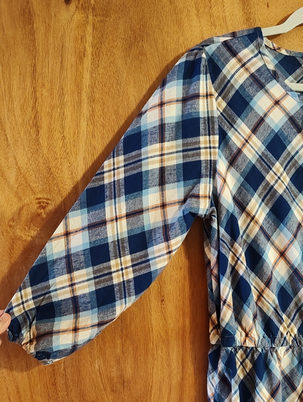 NWT Gymboree x Mandy Moore Womens Dress Plaid Twill Blue Orange White Bias Cut L - Picture 6 of 14